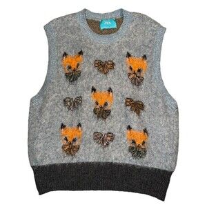 Zara x Harry Lambert Knit Fox Vest Size XL
